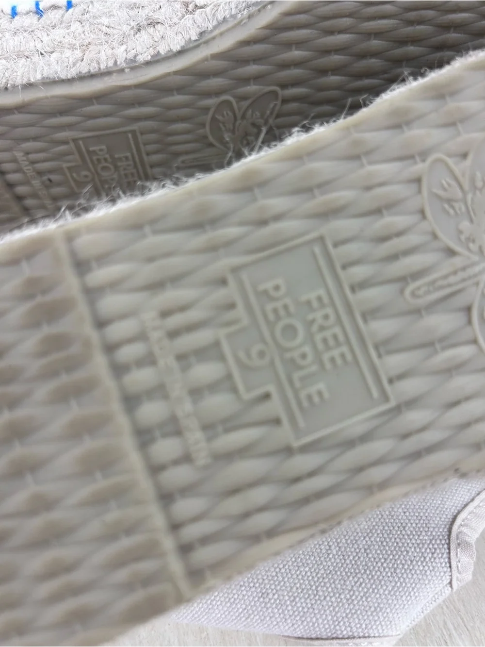 Free People Surfside Mary Jane Espadrille Size 8 Natural Blue Accent